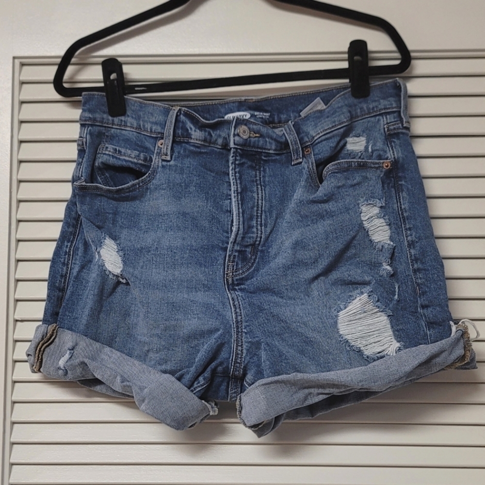 Old Navy - (Plus-Size) Sky-Hi Distressed Extra High Rise Shorts With Pockets